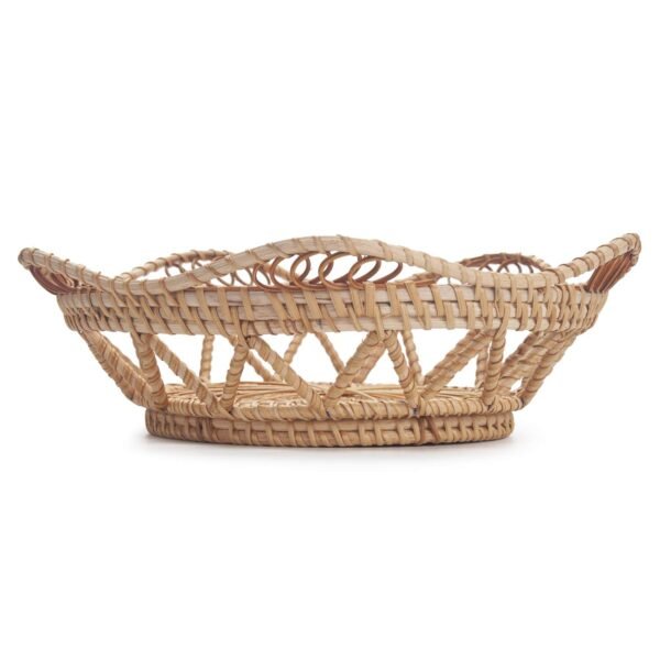 Rattan Fruit Basket for Serving Woven Bread Tray for Cake Kitchen Counter Table Natural (11.8inch D x 3.5inch H) - Image 4