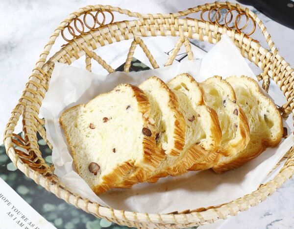 Rattan Fruit Basket for Serving Woven Bread Tray for Cake Kitchen Counter Table Natural (11.8inch D x 3.5inch H) - Image 5
