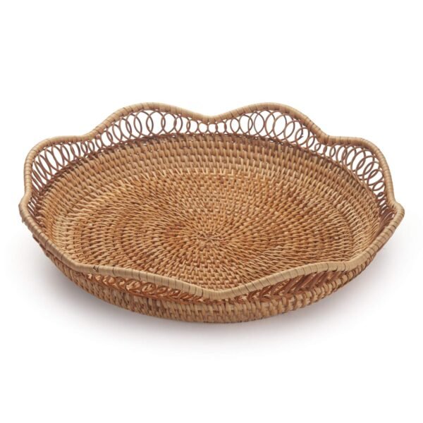 Rattan Fruit Basket for Serving Woven Bread Tray for Cake Kitchen Counter Table Natural (11.8inch D x 3.5inch H) - Image 7