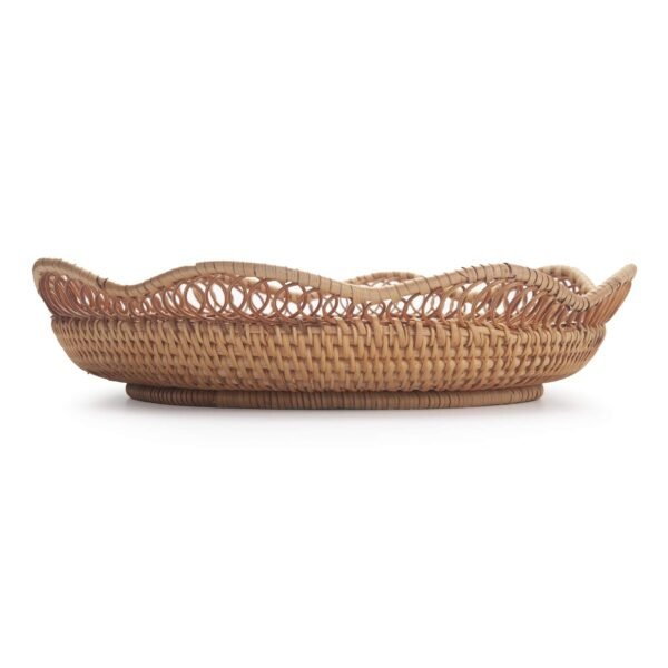 Rattan Fruit Basket for Serving Woven Bread Tray for Cake Kitchen Counter Table Natural (11.8inch D x 3.5inch H) - Image 8