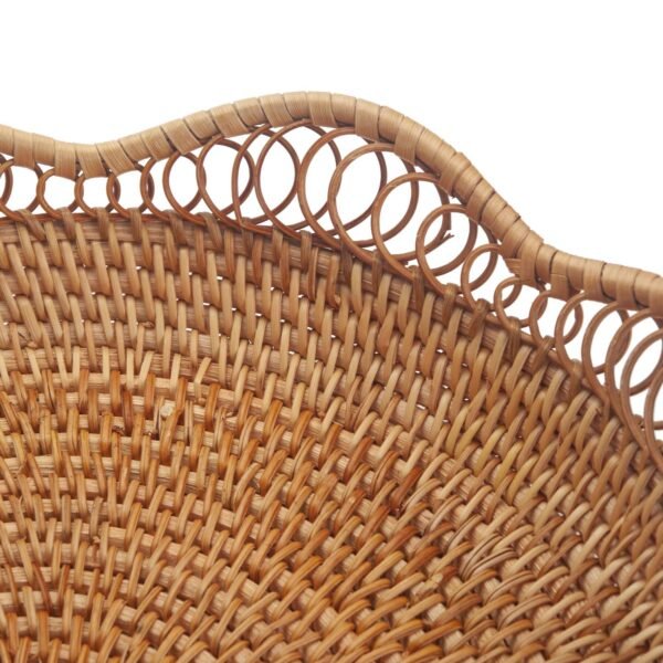 Rattan Fruit Basket for Serving Woven Bread Tray for Cake Kitchen Counter Table Natural (11.8inch D x 3.5inch H) - Image 9