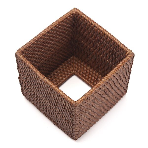 Rattan Tissue Box Cover Natural Woven Facial Napkin Holder Square (Honey Brown, 5.5x5.5x5.9 Inch) - Image 2