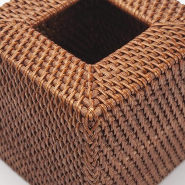 Rattan Tissue Box Cover Natural Woven Facial Napkin Holder Square (Honey Brown, 5.5x5.5x5.9 Inch) - Image 3