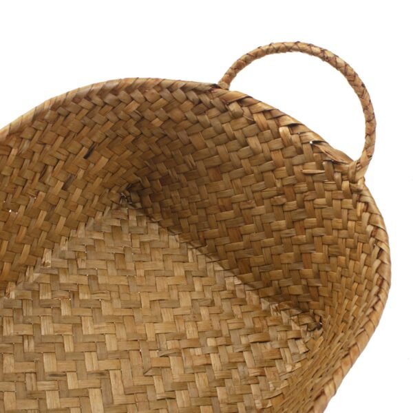 Seagrass Woven Baskets for Storage Natural Shelf Basket with Handle for Organizer Stackable Oval Set of 3 (Large+Medium+Small) - Image 6