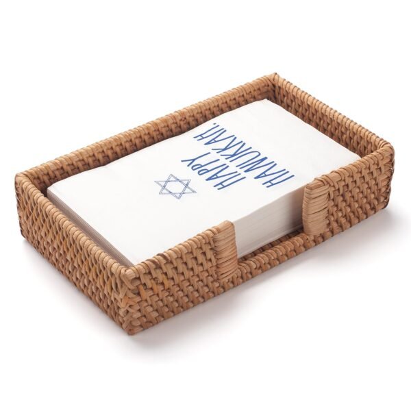 Rattan Napkin Holder Rectangle Woven Flat Napkin Basket Tray For Tables