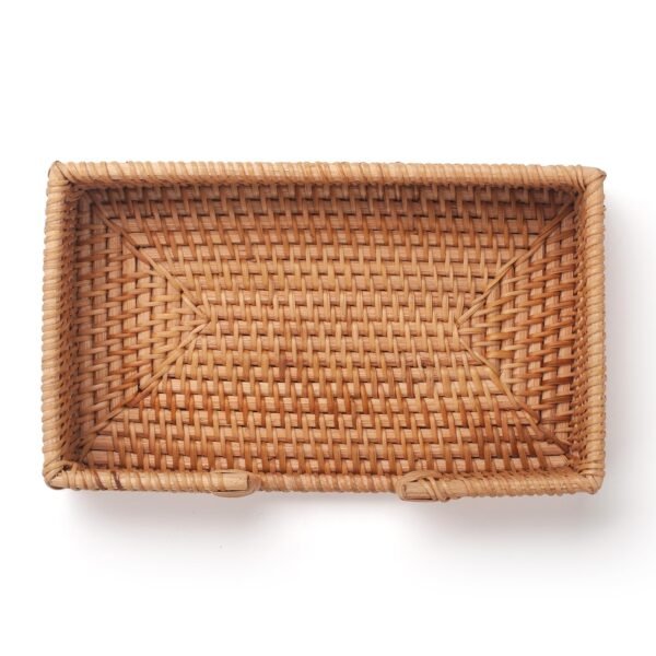 Rattan Napkin Holder Rectangle Woven Flat Napkin Basket Tray For Tables - Image 2