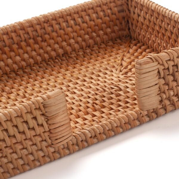 Rattan Napkin Holder Rectangle Woven Flat Napkin Basket Tray For Tables - Image 3
