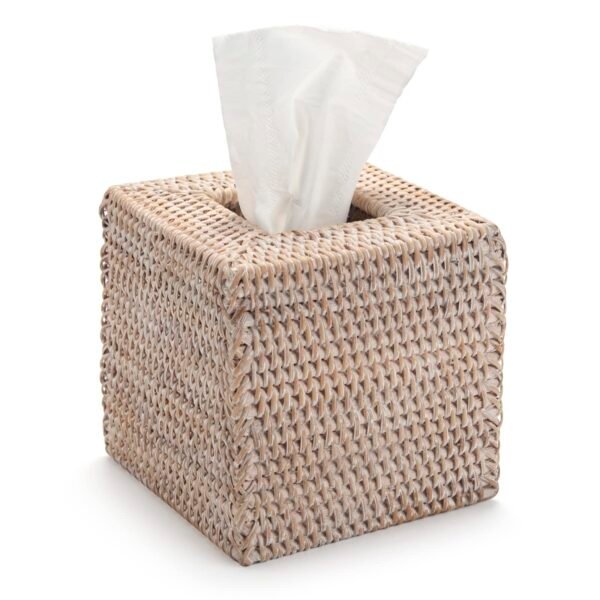 Rattan Tissue Box Cover Natural Woven Facial Napkin Holder Square (Honey Brown, 5.5x5.5x5.9 Inch) - Image 9
