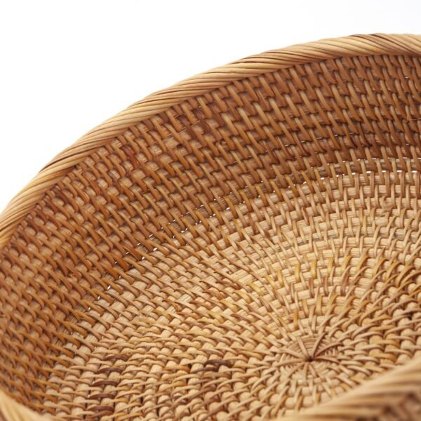 Round Rattan Fruit Baskets Woven Storage Bowls Key Holder Stackable for Shelf Kitchen Tabletop Natural Set of 3 - Image 3