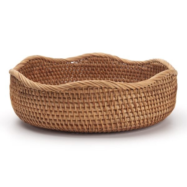 Rattan Bread Baskets Round Woven Fruit Bowls Key Holders Stackable for Storage, Snack, Fruit, Vegetable Natural Set of 3 - Image 2