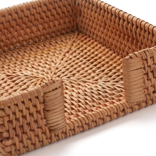 Rattan Napkin Holder Rectangle Woven Flat Napkin Basket Tray For Tables - Image 9